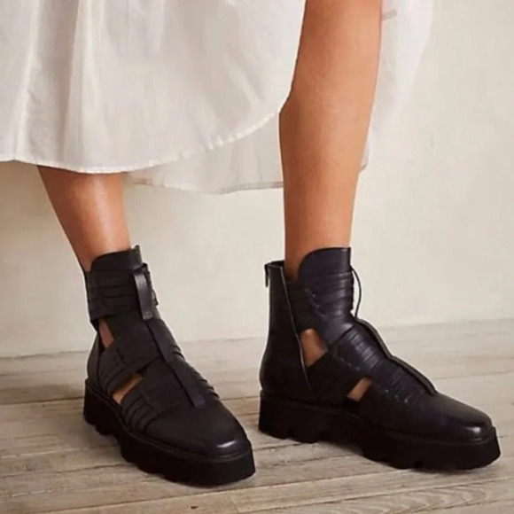Free People Hydra Huarache Lug Boots - Black - Picture 2 of 12